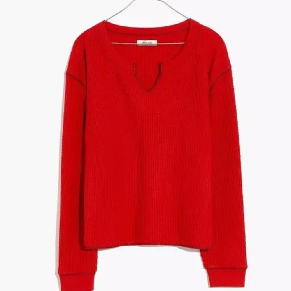Madewell Waffle Split-Neck Crop Tee NWT